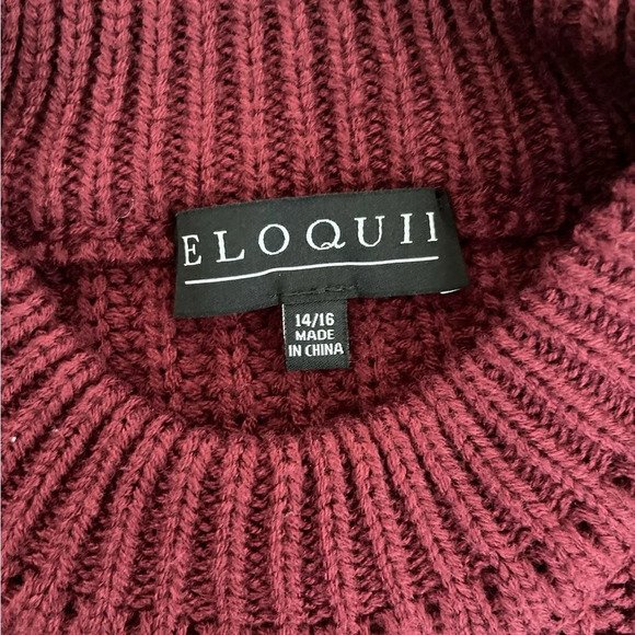 Ladies Eloquii Burgundy Chunky Mock Neck Sweater, Size 14/16 - Picture 8 of 8